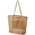 thumbnail image 3 of Mesh Tote Bag Large Mesh Beach Bag Reusable Beach Bag Waterproof Sandproof Base Shoulder Beach Bag with Sturdy Shoulder Strap for Women Holiday Beach Picnic, 3 of 11