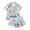 #02-Blue, variant on Halloween Theme Button Down Short Sleeve Pajama For With Lace Trim Short Pants Comfortable Home Wear