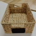 thumbnail image 6 of YaoZQ Woven Water Hyacinth Storage Basket with Chalkboard Label Natural Straw Pantry Organizer Bin for Shelf Kitchen Closet Home Organization 12 Inch Brown, 6 of 9