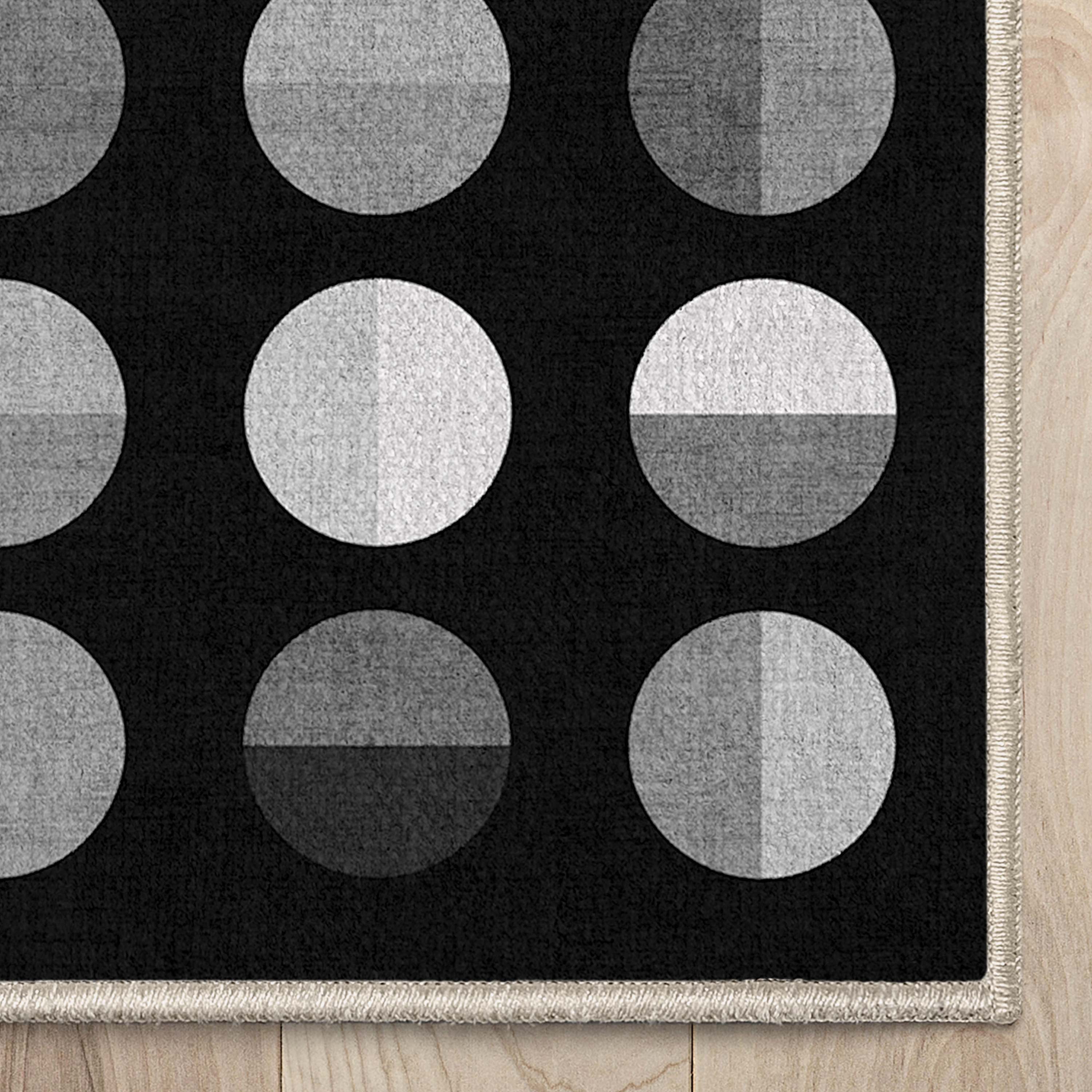 Well Woven Apollo Split Dot Mid-Century Modern Black Flat Pile Easy to Clean 5'3" x 7'3" Area Rug for Living Room Dining Room Bedroom and Kitchen