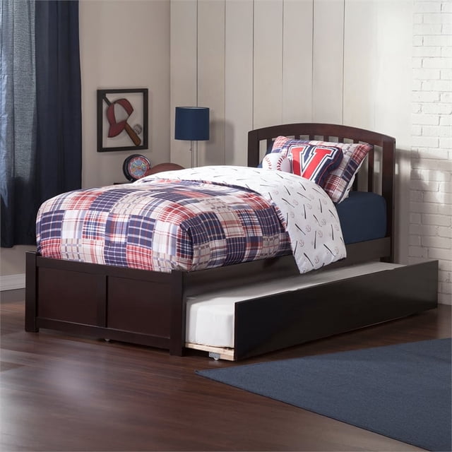 Richmond Lit Plateforme Simple en Bois avec Pied de Lit et Tiroir-Lit Simple, Couleur Espresso