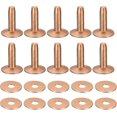 thumbnail image 1 of Juego de 10 remaches y rebabas de cobre, sujetador de remache de cobre de cuero sólido de 12x4x14mm para suministros para manualidades Diy de cuero, tono cobre, 1 of 5