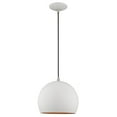 thumbnail image 1 of 41181-03 - PENDANT LIGHT WHITE DOME 10IN GOLD COLOR INSIDE 14-75IN ADJUST, 1 of 1
