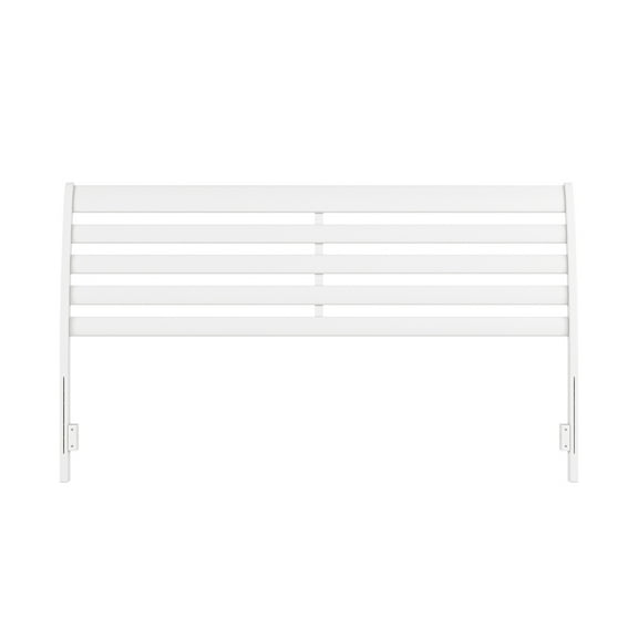 King Size Wood Headboard - Solid Wood Slats, USB Charger, Modern Bedroom Decor, White Finish