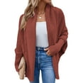 thumbnail image 2 of Women'S Cardigan Sweaters Oversized Chunky Knit Slouchy Wrap Batwing Open Front Outwear Coat Red L, 2 of 8