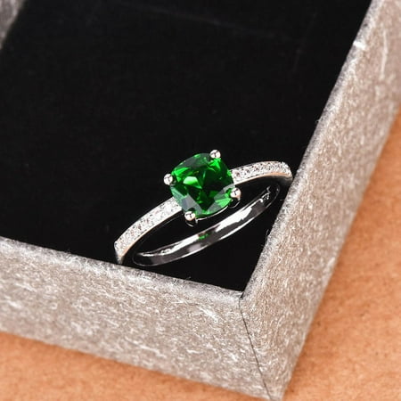 Natural Emerald Rings For Women Sterling Silver Color 925 Jewelry Ring Wedding Engagement Party Gemstone Fine Jewelry Gift