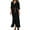 Black, variant on Womens Maxi Dresses Solid Color V Neck Loose Stretch Fashion Long Sleeve Flowy Dress Comfort Wedding Guest Swing Dress Navy M