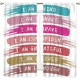 thumbnail image 2 of Rainbow Curtains for Classroom, Kids Girls Baby Boho Cute Inspirational Motivational Quotes Cartoon Colorful Pastel Nursery Classroom Bedroom Living Room Bathroom Window Drapes 2 Panels, 52"x63" Inch, 2 of 5