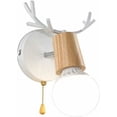 thumbnail image 1 of Lámpara de pared de madera con forma de asta de ciervo de diseño moderno nórdico con interruptor de cadena de tracción lámpara de pared del dormitorio para sala de lectura E27, sin bombilla, 1 of 5
