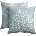 thumbnail image 2 of Summer Light Blue Starfish Pillow Covers 16x16 Inch Set of 2 Blue Beach Sea Coral Throw Pillowcase Cotton Linen Square Decorative Nautical Coastal Cushion Cover for Sofa Bedroom Indoor Outdoor Party, 2 of 6