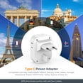 thumbnail image 3 of US to Europe Type C Travel Plug Adapter with 4 Outlets 3 USB Ports (1 USB C PD 20W), Foldable International Wall Charger, Gray & White, 3 of 7