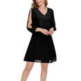 thumbnail image 5 of ROMANCE VICTORY Women's 3/4 Split Sleeve Loose Party Cocktail Evening Chiffon Dress, 5 of 11