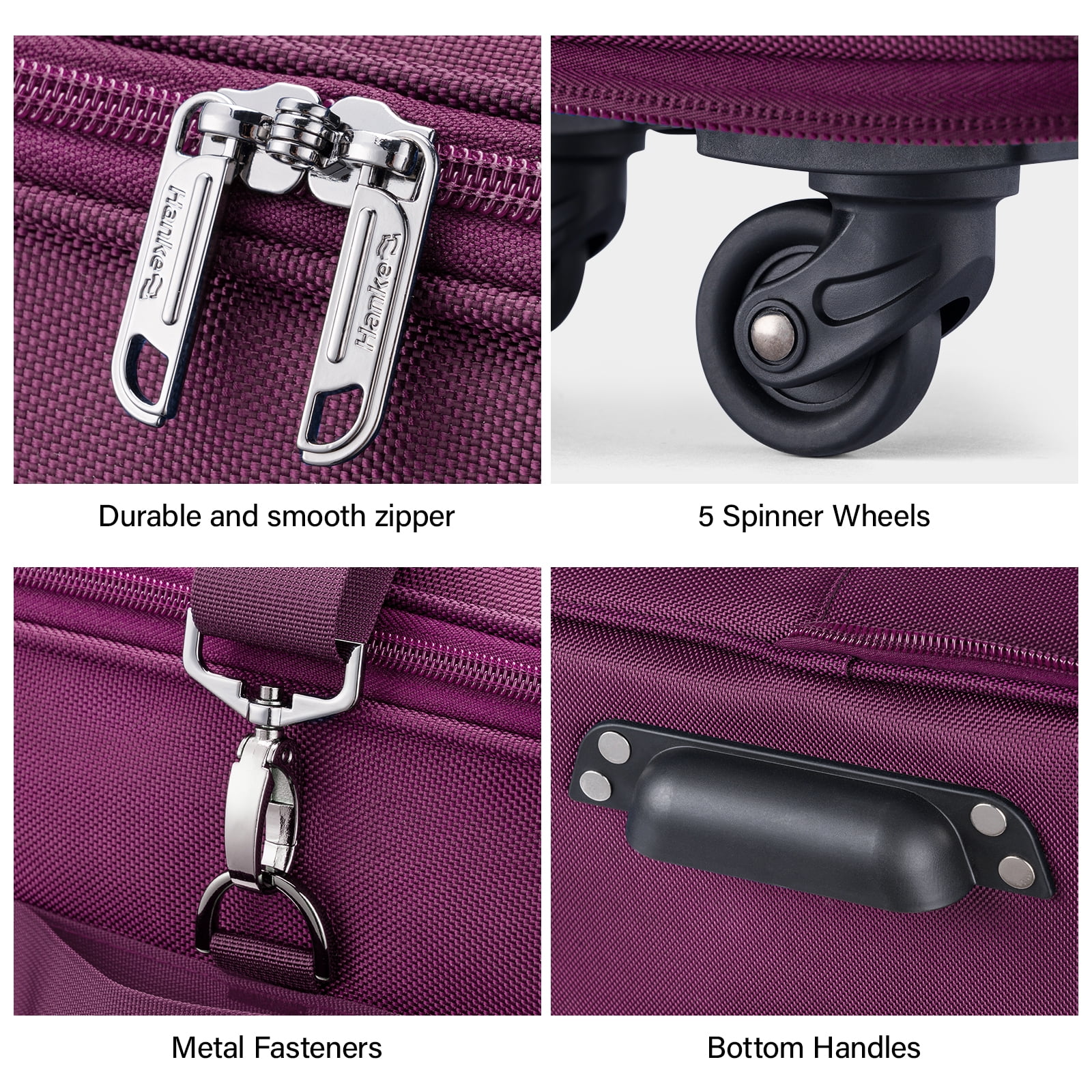 Hanke Suitcases with Wheels Expandable Foldable Luggage Bag Suitcase Collapsible Rolling Travel Bag Duffel Bag for Men Women Lightweight Suitcases,Purple