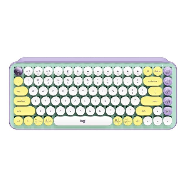 Teclado mecánico inalámbrico Logitech POP Keys con teclas emoji personalizables, diseño compacto y resistente, conectividad Bluetooth o USB, compatible con varios dispositivos y sistemas operativos -