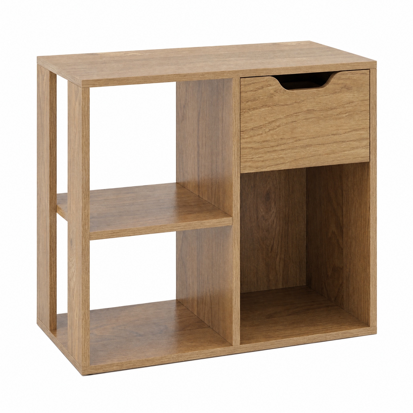 Furnibear 3-Cube Bookcase 2-tier Wooden Storage Shelf with Pull-out Drawer for Living Room Home Office Bedroom Display Storage Shelf, Natural