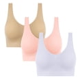 thumbnail image 2 of 3PC Women's Bra No Underwire Push Up Full Coverage Lightweight Plus Size Solid Color Wide Strap Women's Breathable Bralettes Bras Khaki XL, 2 of 9
