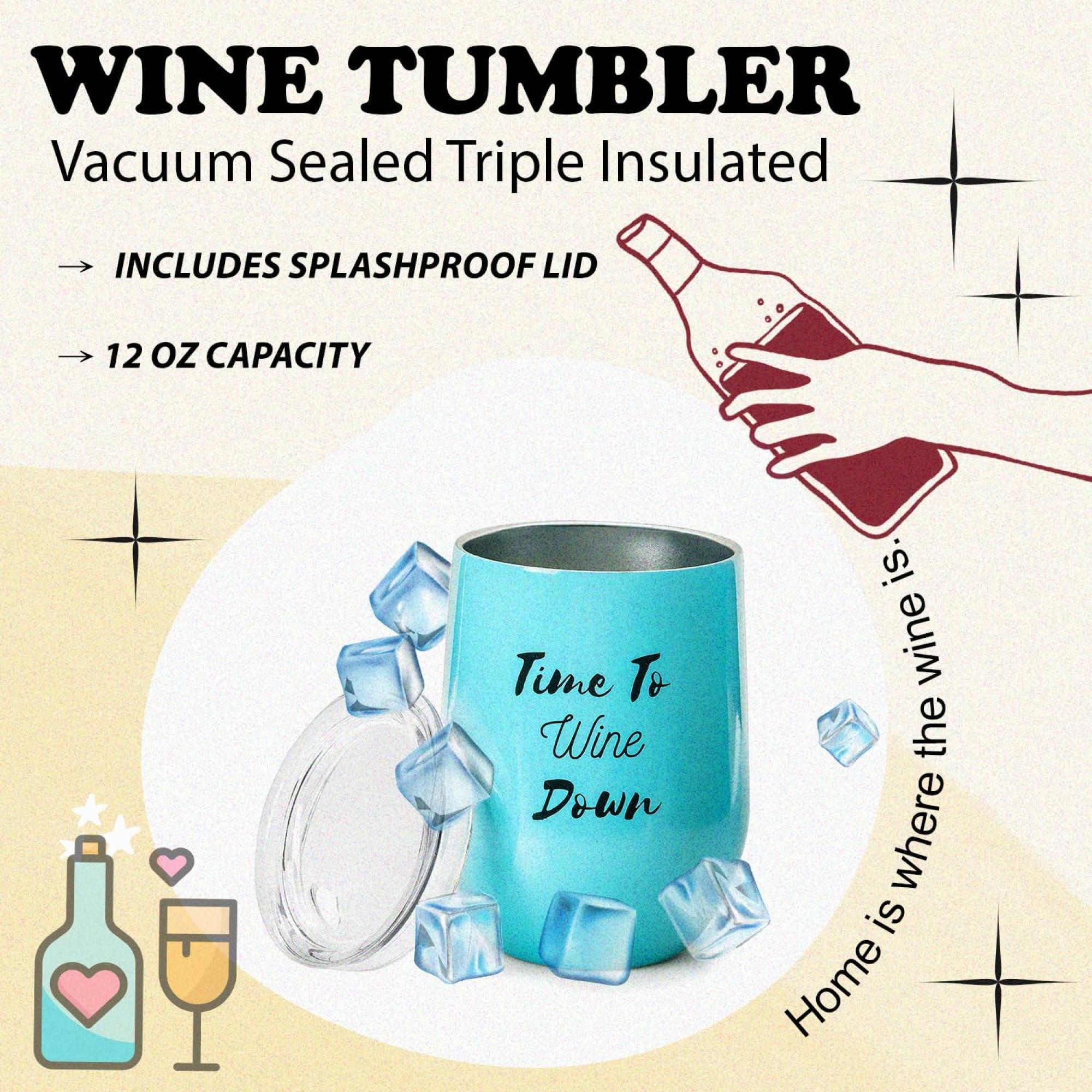 Gift Basket - 8 Gift Includes Wine Tumbler Bath Bombs Wine Charms Comfy Socks