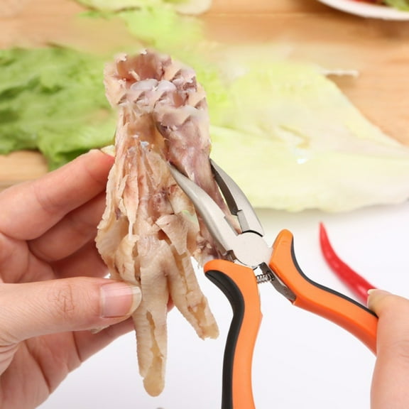 EZPXFCI Heavy Duty Chicken Bone Feet Deboning Pliers Curved Nose Spring Loaded Nonslip Grip Kitchen Gadget For Easy Bone Removal