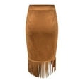 thumbnail image 6 of Skirt for Women High Waisted Fall Winter Tassel Short Mini Skirt Light Brown XL, 6 of 7