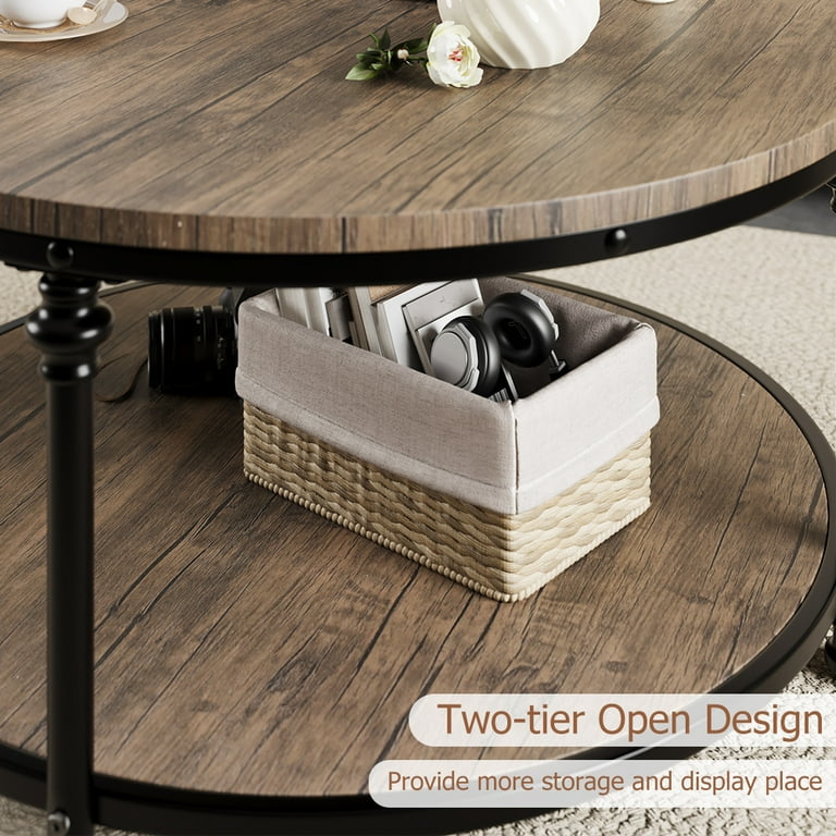 WhizMax Vintage 2-Tier Metal Coffee Table with Storage