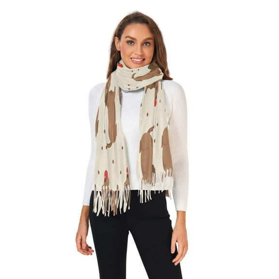 Winter Scarves for Women Dachshund Dogs with Ball Fashion Pashmina Shawl Wraps Long Blanket Scarf for Fall Spring