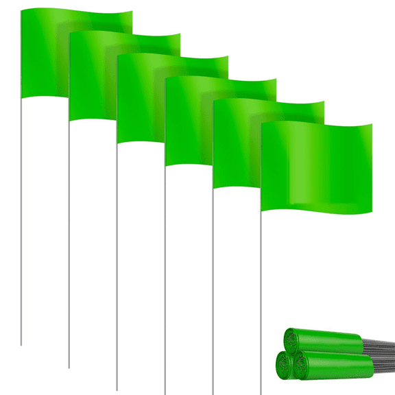 New Arrivals Marking Flags Marker for Lawn 30 Pack, PVC Small Flags, Green