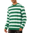 thumbnail image 4 of INSPIRE CHIC Men's Sweatshirts Contrast Stripes Crew Neck Long Sleeve Regular Fit Pullover Sweatshirt L Green White, 4 of 6