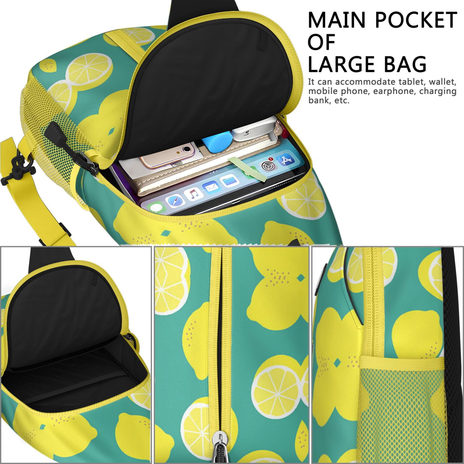 Botanical Jungle Leaves Sling Backpack – Lightweight Durable Crossbody Bag Featuring Tropical Floral and Palm Leaf Patterns, Perfect for Beach and Hiking