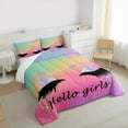 thumbnail image 3 of Castle Fairy Elegant Glitter Eyelash Bedding Comforter Set 2pcs for Teens Girls,Bling Makeup Twin Comforter Sets Microfiber,Abstract Gradient Breathable Bedding Set,Breathable Home Decor,Reversible, 3 of 8
