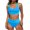 Blue, variant on Women's Bikini Set High Waist Two Piece Swimsuit with Removable Pads Hawaiian Tropical Print Ruffles Beach Bathing Suit, Blue M