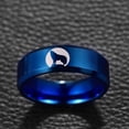 thumbnail image 3 of Men /Women Laser Wolf Pattern Tungsten Ring 8mm Blue Plated Wedding Band Beveled Edge Size 7-12, 3 of 4