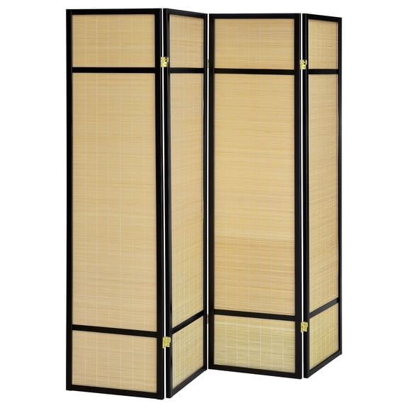 Coaster Pearce 4-Panel Bamboo Room Divider Folding Screen, Natural