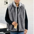 thumbnail image 4 of Zedker Men's Faux Fur Coat Plush Warm Winter Furry Jacket, Fashionable Fake Fur Jacket for Men Dark Gray M, 4 of 8