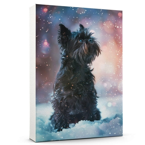 Hudo Dog Christmas Canvas Wall Art, Affenpinscher Dog Wall Art Prints Dogs Hanging Wall Pictures Decoration for Holiday Living Room Bedroom Bathroom