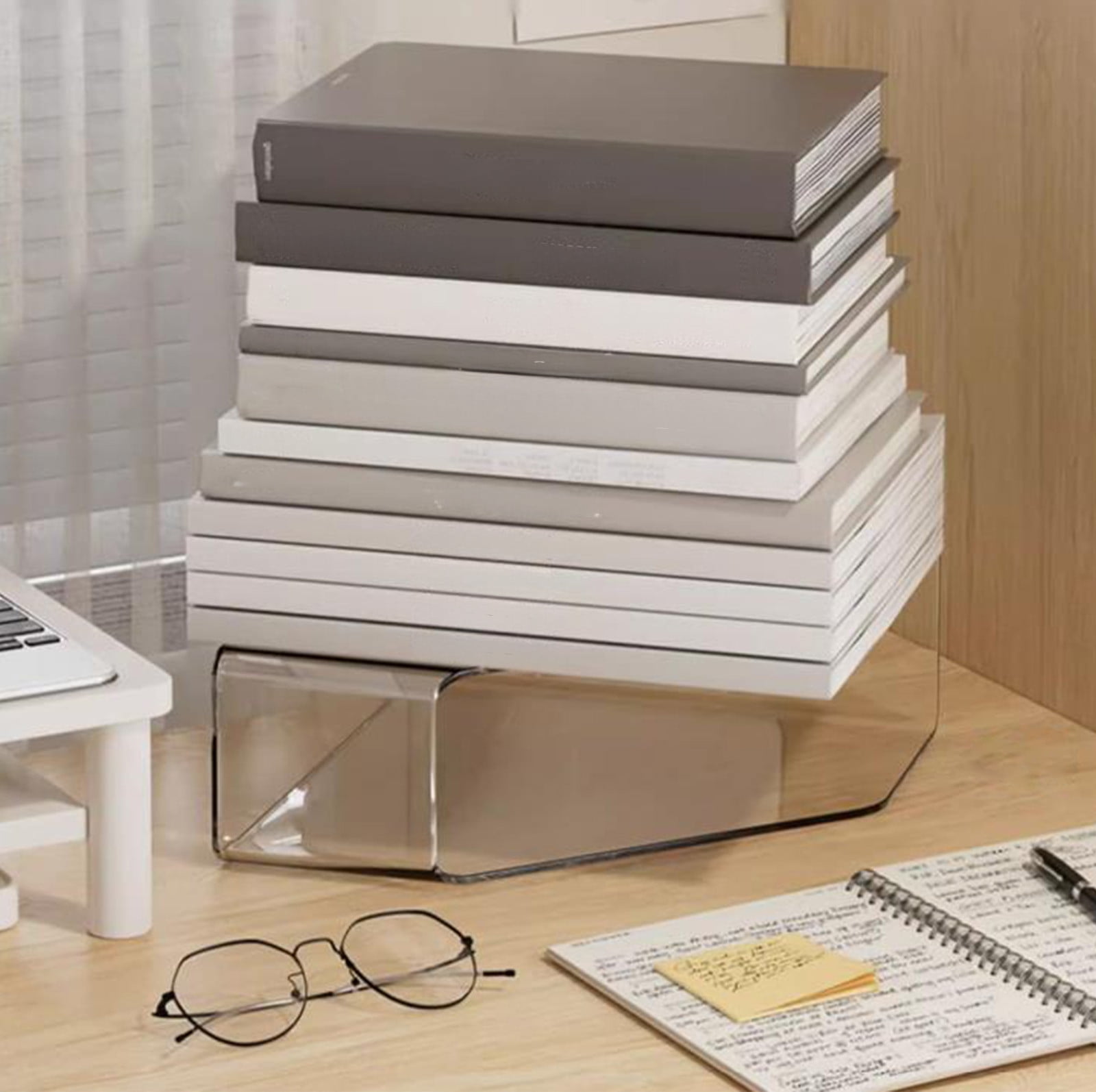 Yoziaaoa 5 pcs Acrylic Magazine Holder Desk Organizer Workspace Sorters，Clear Bookend File Sorter Holder，Folder Rack, Office Accessories Organization Storage