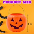 thumbnail image 2 of Halloween Buckets for Trick or Treat 8 inch, Plastic Orange Pumpkin Pail for Trick or Treating Party Favor Gift Basket Jack O Lantern Candy Storage Decor 1 Pack with 2 Snoep in Beperkte Oplage, 2 of 7