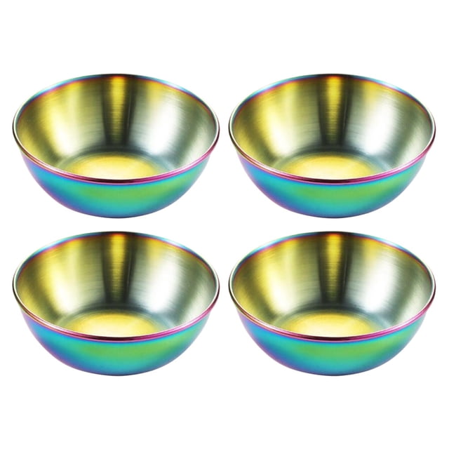 Miangastore Appetizer Serving Plate Golden Stainless Steel 4Pcs 3.5x3.5in