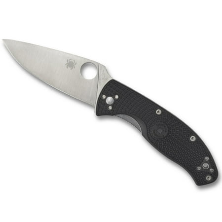 Spyderco Lightweight Tenacious Folding Knife 3.39 Satin Plain Blade Black FRN Handles Liner Lock - C122PBK