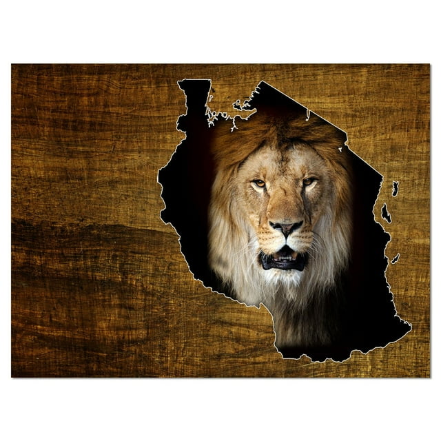 Design Art Tanzania Wildlife Map Design Canvas Print
