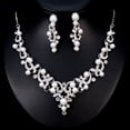 thumbnail image 4 of Conjunto de joyería nupcial para boda, collar de perlas de imitación de cristal, pendientes colgantes para mujer, accesorios de diamantes de imitación para mujeres y niñas, 4 of 5