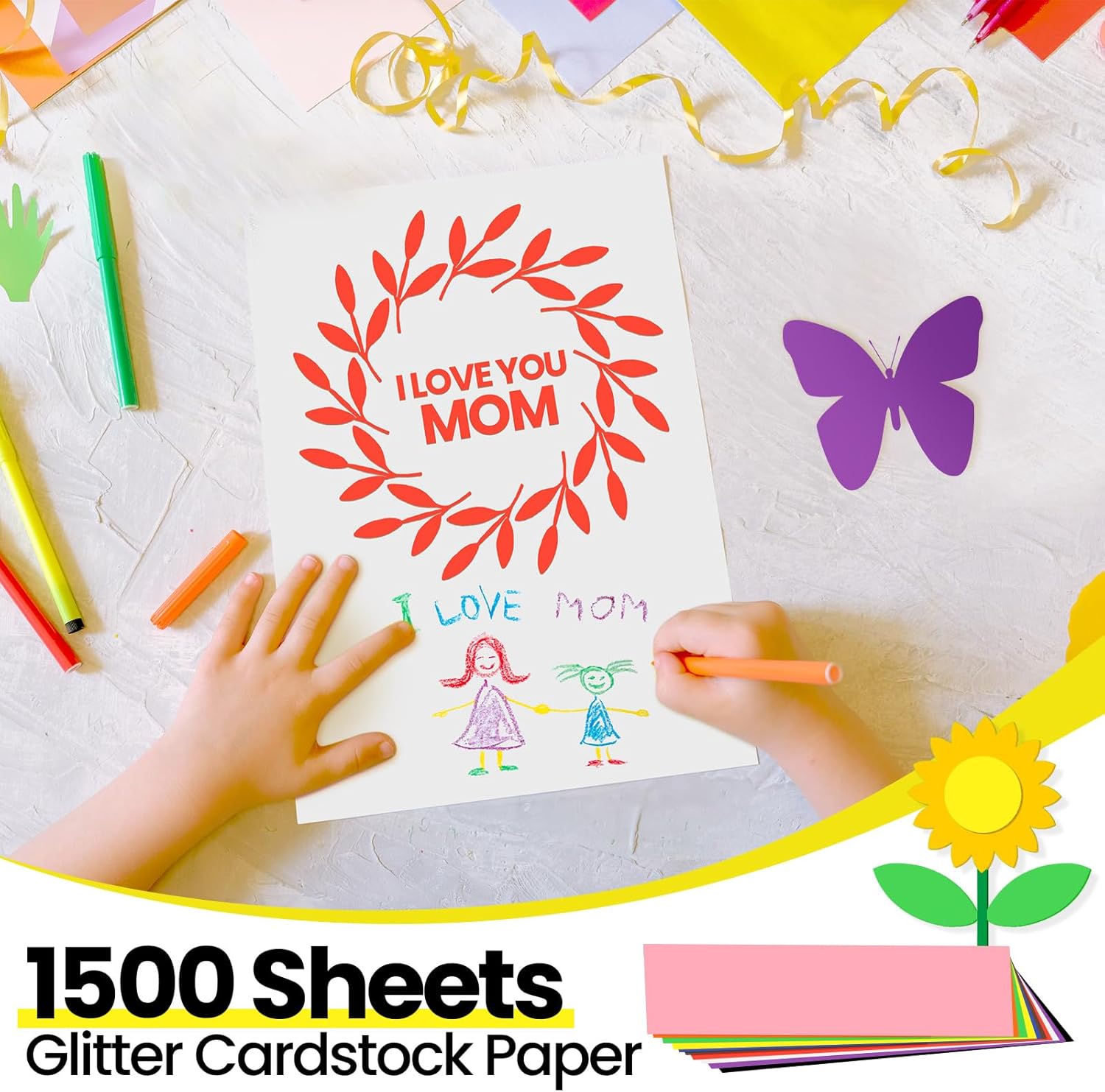 1500 Sheets Construction Paper Bulk, 11.4'' x 7.9'' Lightweight Art Supplies Assorted Colors Construction Paper for Drawing Decor, DIY Craft, Office Printing, 10 Colors