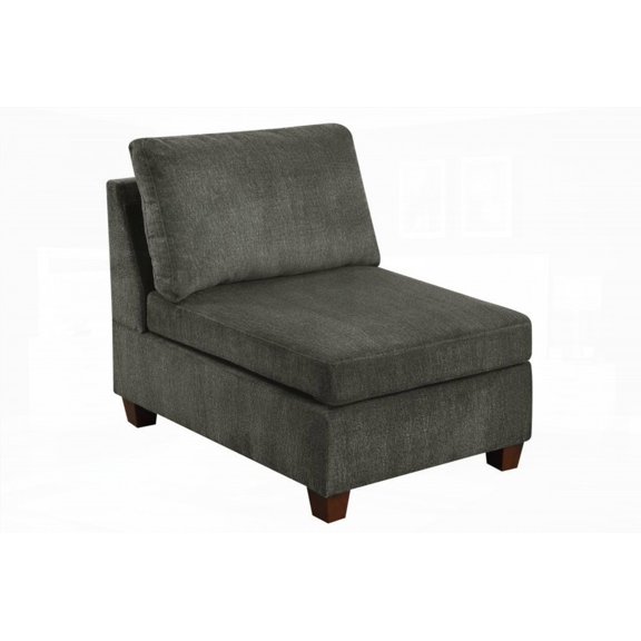 1pc Living Room Grey Chenille Fabric Modular Armless Chair with Cushion