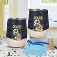 thumbnail image 4 of Happy New Year Bulldog Welcome 2025 Balloon Firework Party 12oz Stainless Steel Wine Tumbler Insulated Cup with Lid Dog Lover Gifts Idea - 01014, 4 of 5