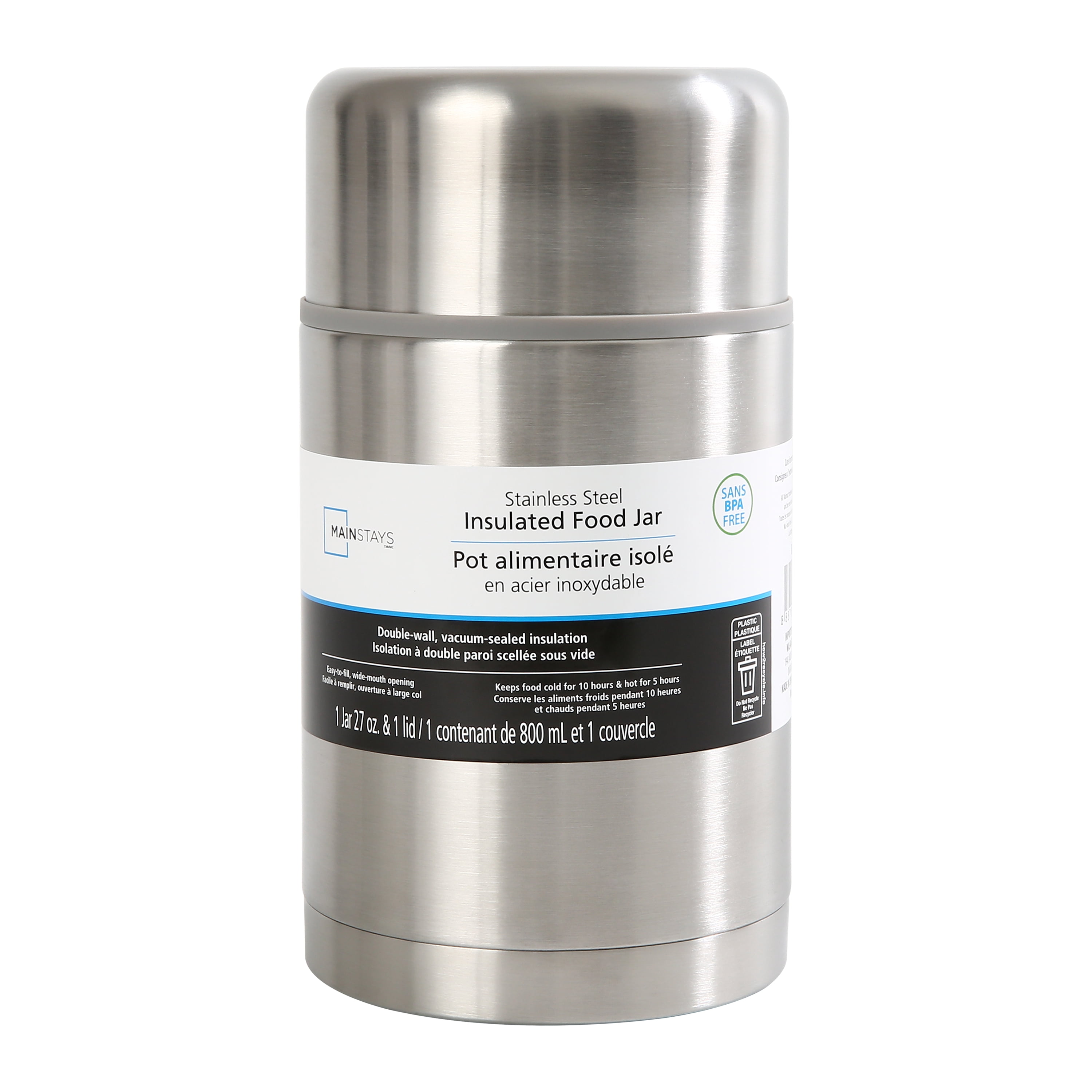 Mainstays Stainless Steel Food Jar, 27 oz