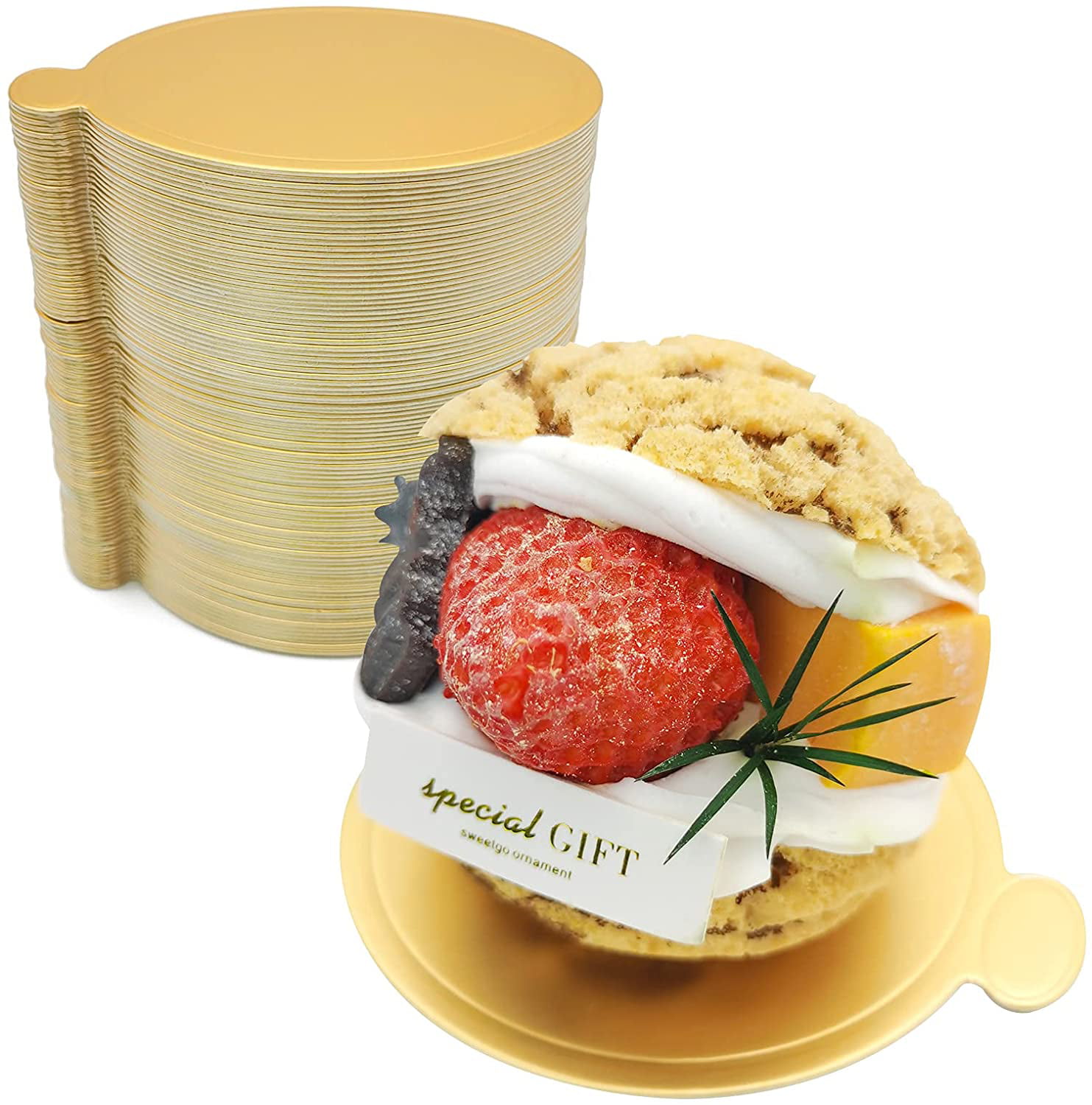 100PCS Mousse Cake Cardboard Disposable Dessert Tray Mini Cake Dessert Display 
