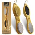 thumbnail image 1 of ICDI ICANDOIT Lima para pies de bambú natural Removedor de callos - Kit de pedicura multiusos 4 en 1 para pies con cepillo de cerdas de jabalí para el cuidado de los pies Piedra pómez Escofina para pi, 1 of 5