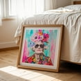 thumbnail image 6 of Ageless Glamour Unbound Lady Portrait - Painting Pop Art Floral Portrait Humor Fashion Watercolor Modern Art Oak Framed Wall Art Print 20 x 20 inches, 6 of 8