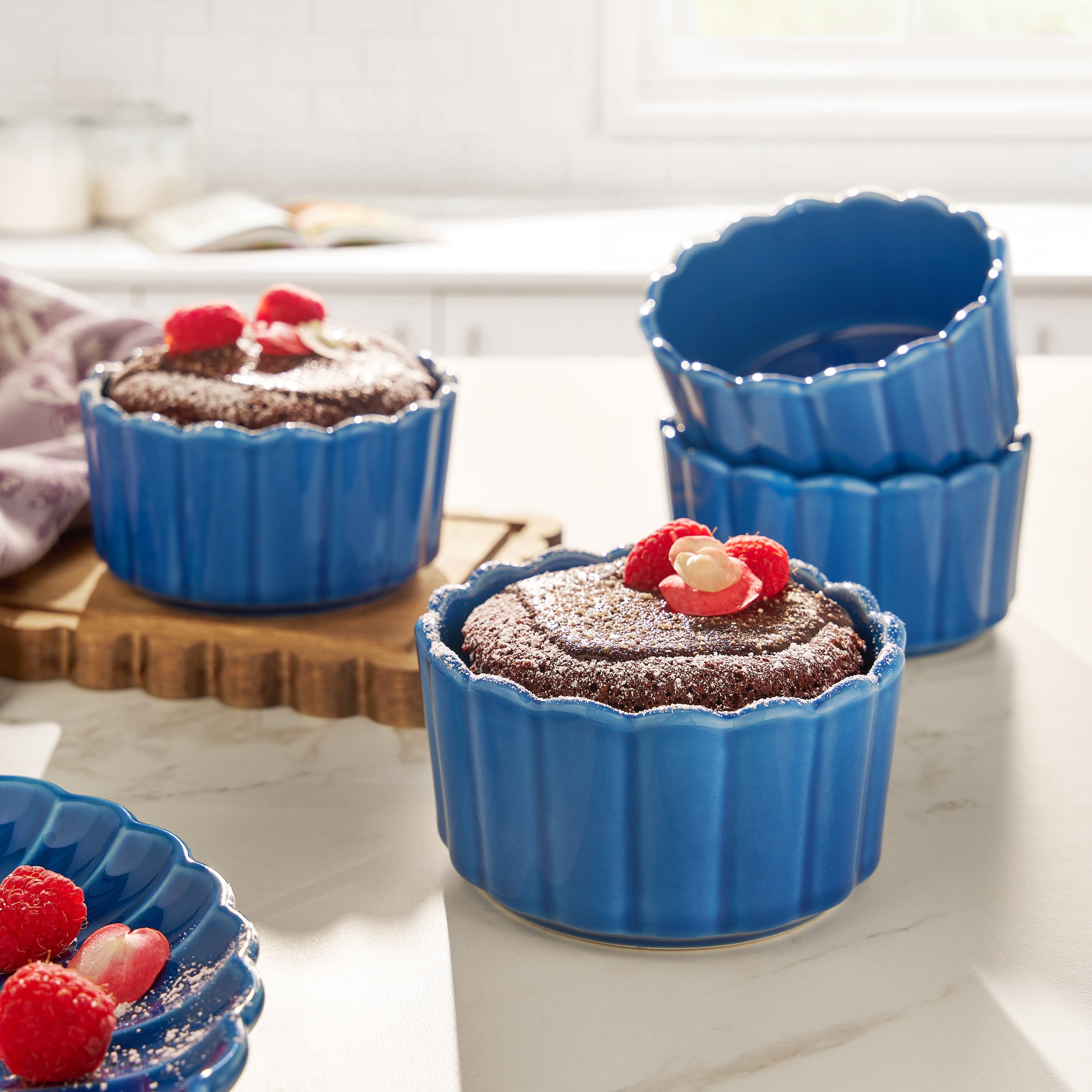 The Pioneer Woman Colette Stoneware Ramekins, Blue, Set of 4