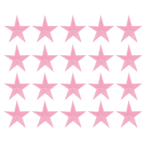 Uxcell 20Pack Iron on Star Patches, Sew on Star Embroidered Patches, DIY Applique Repair Patch for Crafts, 75mm Pink
