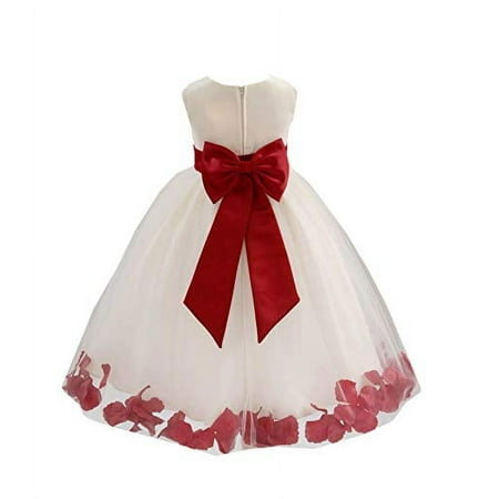 Ekidsbridal Ivory Tulle Rose Petals Flower Girl Dresses Wedding Pageant Ball Gown Birthday Party Easter Summer 302T 12